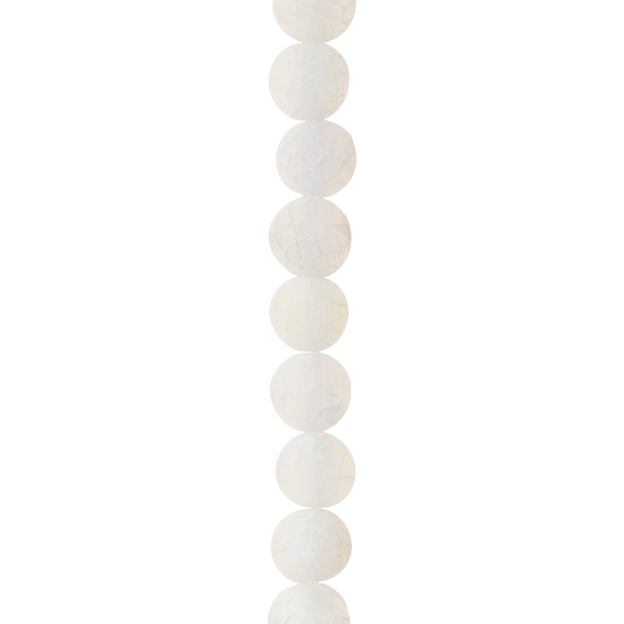 Matte White Crackle Agate Round Beads, 8mm by Bead Landing™